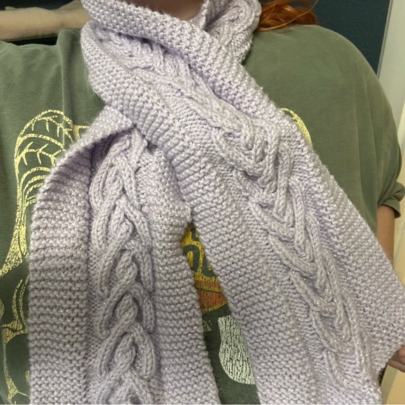 Handmade Accessories - Handmade Lavender Cable Knit Heart Scarf